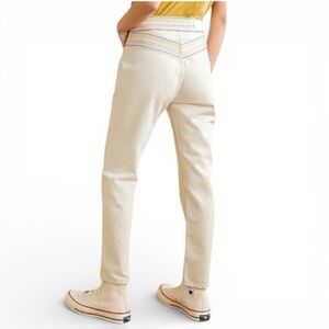 Re/Done x Blanca Miró Ivory Jeans Size 31 with Rainbow Striped Details